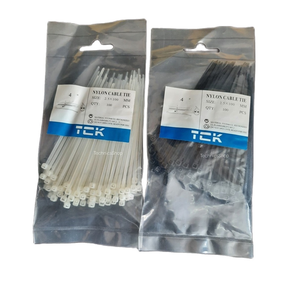 Cable Tie เคเบิ้ลไทร์ 4นิ้ว TCK สีขาว/สีดำ ห่อละ 100 เส้น (2.5x100 mm.)