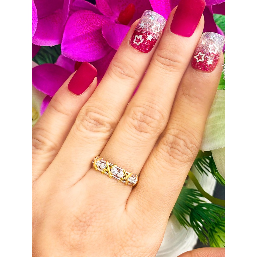 Cross eternity engagement diamond Ring