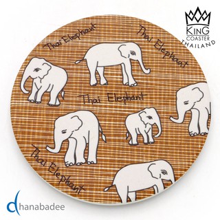 King Coaster จานรองแก้วดูดน้ำ THAI ELEPHANT-02(D10002) ที่รองแก้วและแผ่นรองแก้ว เซรามิคธนบดี