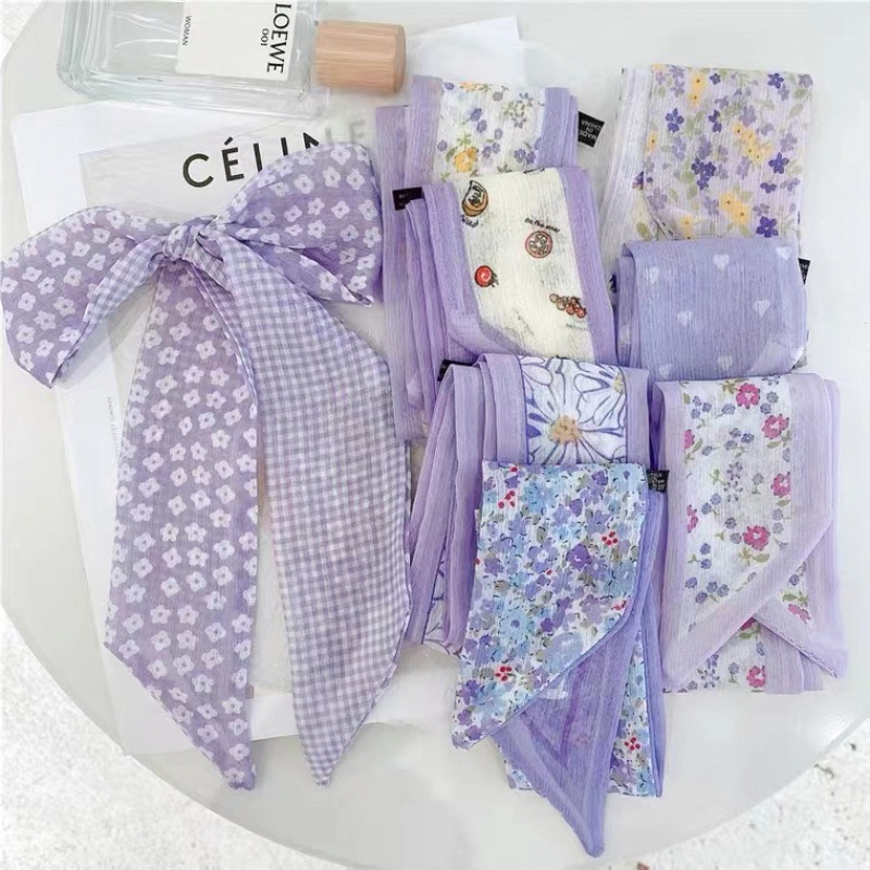 ที่คาดผม ผ้าพันคอ ผ้าเรยอน แบบบาง สีม่วง เข้ากับทุกการแต่งกาย แฟชั่นฤดูใบไม้ผลิ และฤดูร้อน สไตล์เกาหลี สําหรับผู้หญิง