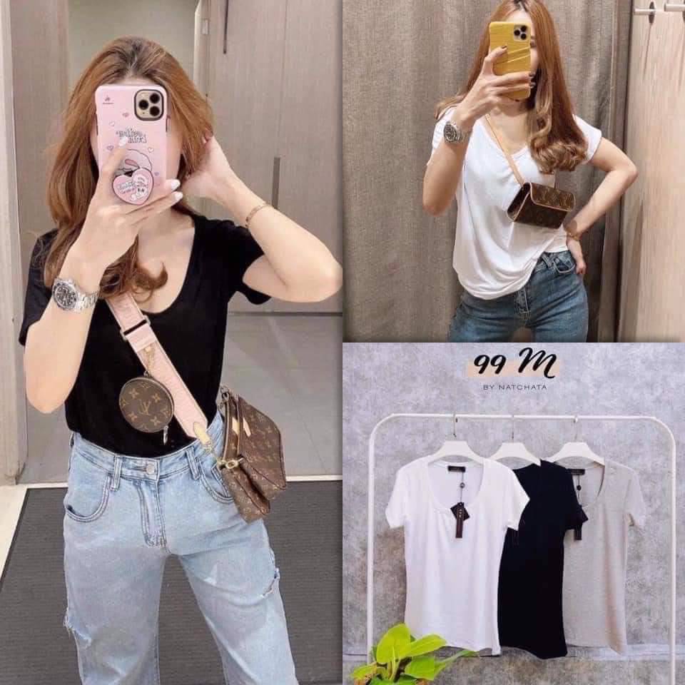 เสื้อแขนสั้นป้าย99M ผ้าเรย่อนเนื้อผ้านุ่มยืดเยอะ ซักเครื่องไม่ย้วย Fอก32-38