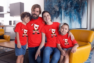 TT-1pcs Merry Christmas T-shirt Funny Family Matching Tshirt Dabbing Santa Mommy Daddy Baby Short Sleeve Red T Shirt Clo