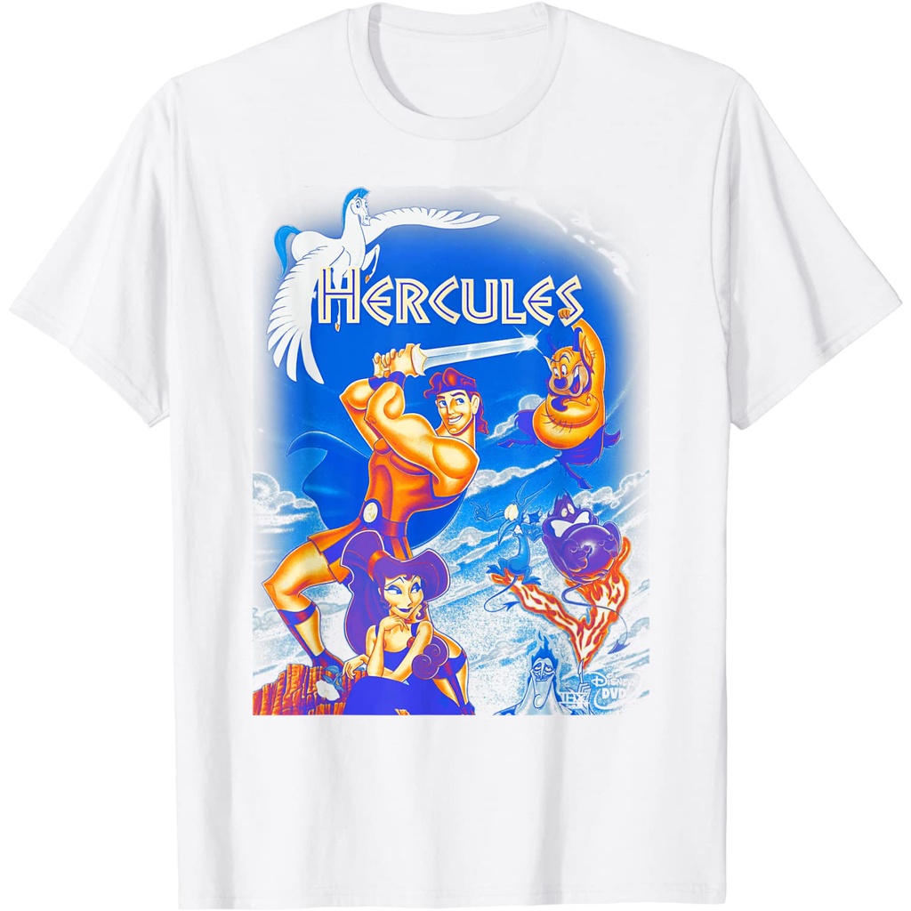 เสื้อยืดใหม่เสื้อยืด พิมพ์ลายกราฟฟิค Disney Hercules Movie Poster DVD สําหรับผู้ชาย และผู้หญิง เสื้อ