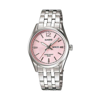 นาฬิกา Casio รุ่น LTP1335D5AVDF นาฬิกาข้อมือผู้หญิง สายแสตนเลสสีเงิน หน้าปัดสีชมพูสุดหวาน