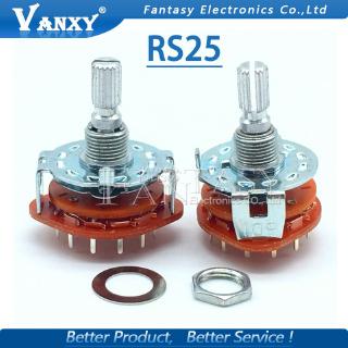 2PCS RS25 Band switch 2P4T 2P5T 2P6T 3P3T 3P4T Mount Rotary Switch Selector Band 2 Pole 5 Position Knob Switch Band Switches