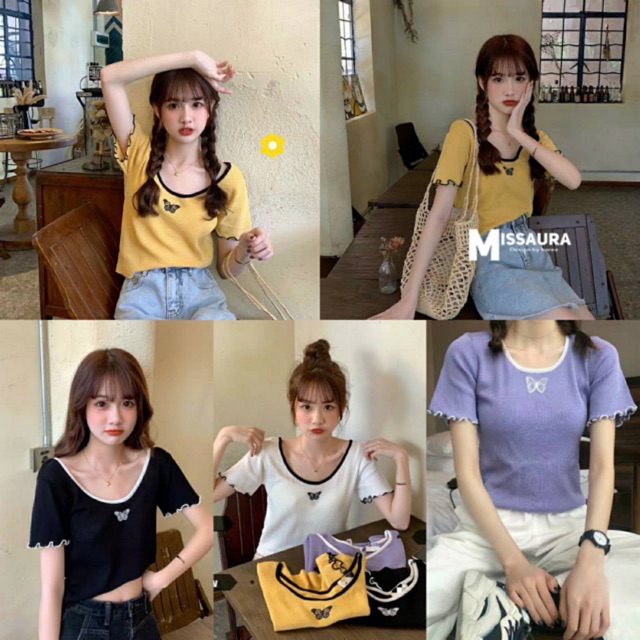 GOOD LUCK ครอปผีเสื้อปัก6สี มาใหม่ค่า CARDIGAN_NISTA​ (SARA2K)