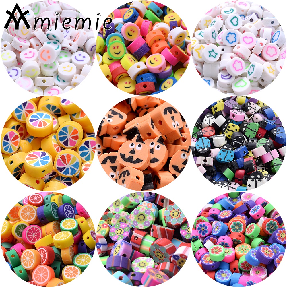 ลูกปัดดินโพลิเมอร์ ลายการ์ตูน สีรุ้ง สีฟ้า 10 มม. สําหรับทําสร้อยคอ สร้อยข้อมือ DIY 30 ชิ้น