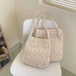 ทักแชทก่อนสั่ง 🕙 กระเป๋าสาน (White Lace bag)