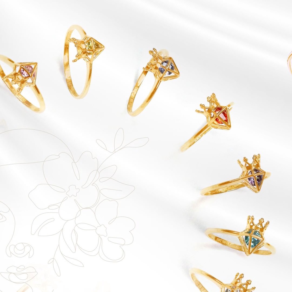 สร้อยคอทองคํา 750 (17K) จี้แหวนพลอยเทียม สําหรับเกิด