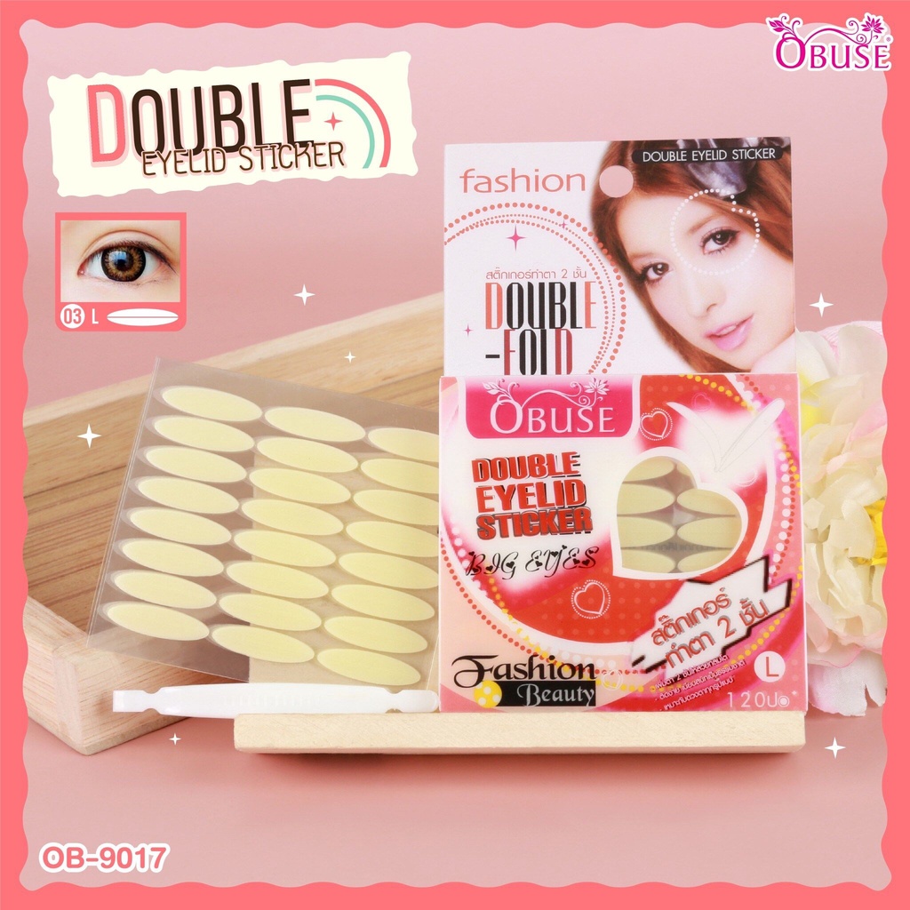 Obuse OB-9017 Double Eyelid Sticker สติ๊กเกอร์ทำตา 2 ชั้น สีใส กาวเหนียว ติดแน่น ทน