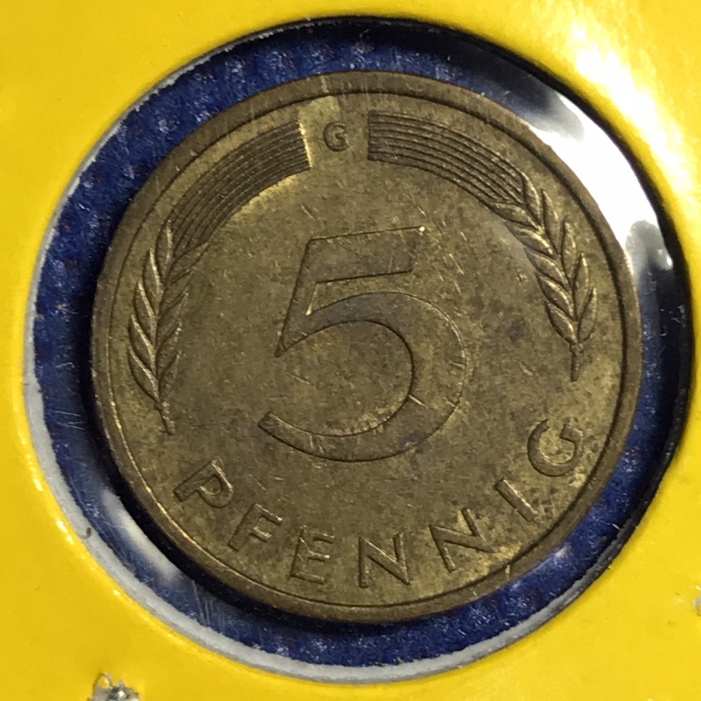 เหรียญเก่า#14740 ปี1976 เยอรมัน 5 Pfennig เหรียญสะสม เหรียญต่างประเทส เหรียญหายาก