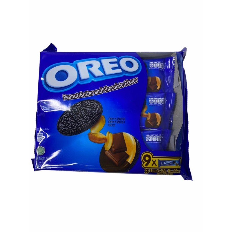 OREO Peanut Butter And Chocolate เนยถั่ว 28.5G 1แพค/บรรจุ 9 ชิ้น ราคาพิเศษ สินค้าพร้อมส่ง!!