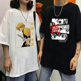 เสื้อยืด พิมพ์ลายกราฟิกอนิเมะ Demon Slayer Zenitsu Inosuke Kimetsu No Yaiba สไตล์ญี่ปุ่น สําหรับผู้ชาย