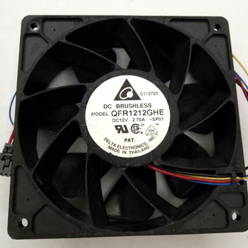 Qfr1212ghe พัดลมควบคุมความเร็ว 6000RPM PWM 120X120X38 มม. 4 สาย 12V 2.7A สําหรับ Antminer Bitmain S7 S9 S11 S15 T9 T17 L3 Miner #7
