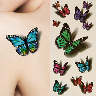 💎♥ สติ๊กเกอร์ 3D Butterfly Tattoo ชั่วคราว Body Art แบบถอดได้กันน้ำ Hot