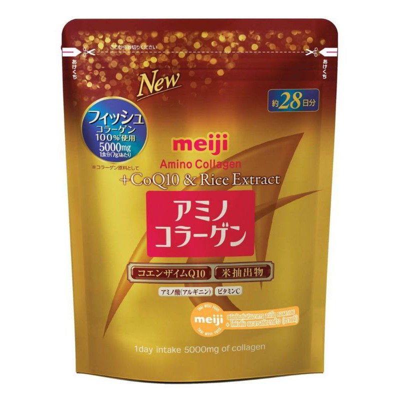 Meiji Amino Collagen+ CoQ10 &amp; Rich Extract 196g  สินค้านำเข้าจากญี่ปุ่น