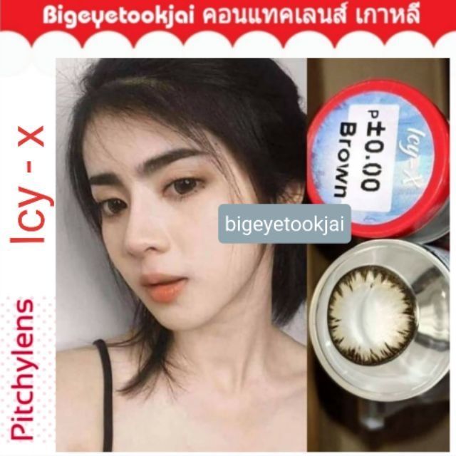 💟 Pitchylens ๑ Icy x 14.5 ( Chimmer , Tommy ) สายตา -00 ถึง -1000 brown gray Contactlens บิ๊กอาย คอน