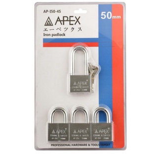 APEX​ AP-I50-4S กุญแจคล้องเหล็กคีย์อะไลท์​ 50MM​ 4ตัว/ชุด​ กุญแจคล้องประตู APEX​