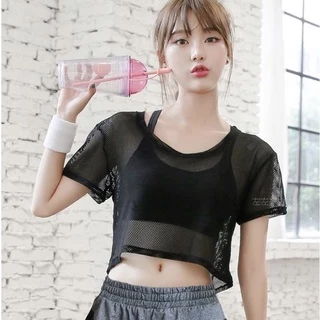 Braclothes#s801 เสื้อคลุมออกกำลังกาย เนื้อผ้าตาข่าย แขนสั้น
