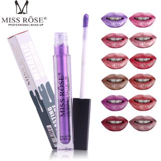 Miss ROSE ลิปสติกสีเมทัลลิกกันน้ำ 12 สี