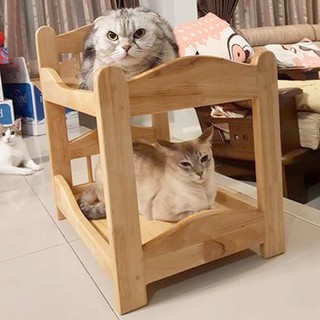 เตียงแมว 2 ชั้น Cat Box By Melody เตียงไม้แมว เตียงนอนแมว เตียงนอนสำหรับแมว เตียงนอน 2 ชั้นสำหรับแมว ที่นอนแมว 34x45x50