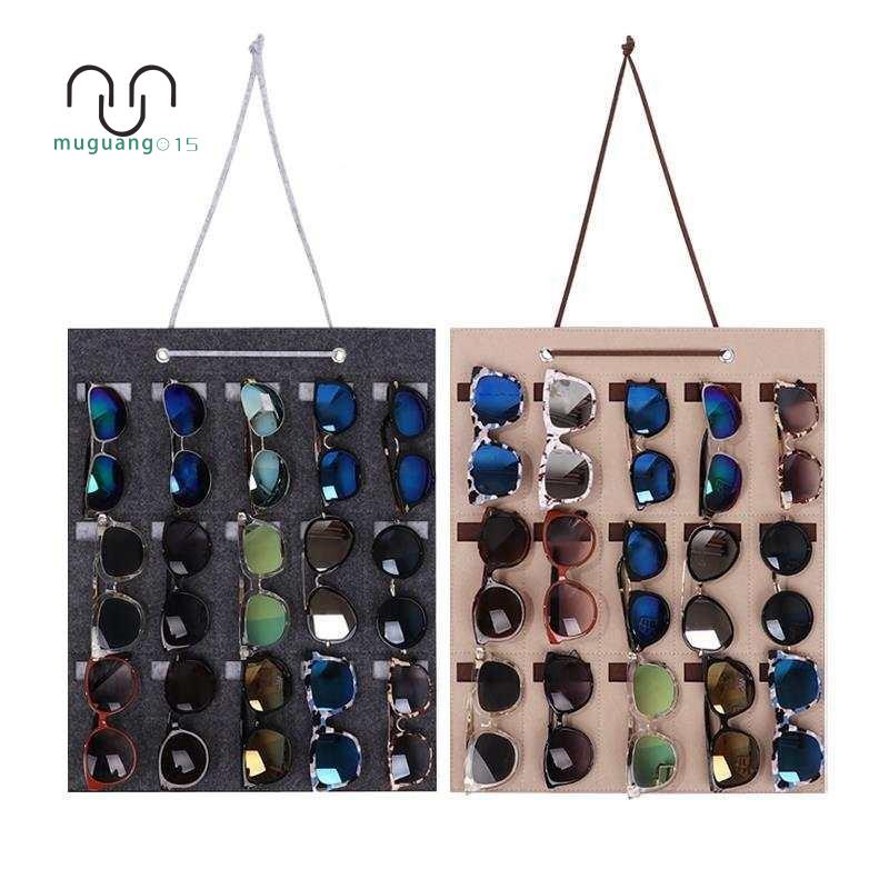 กล่องจัดเก็บแว่นตากันแดด 15 ช่อง สีเทา