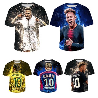 ใหม่ เสื้อยืดแขนสั้น พิมพ์ลายฟุตบอล ดาว Neymar 3 มิติ แฟชั่นฤดูร้อน สําหรับผู้ชาย และผู้หญิง 2021