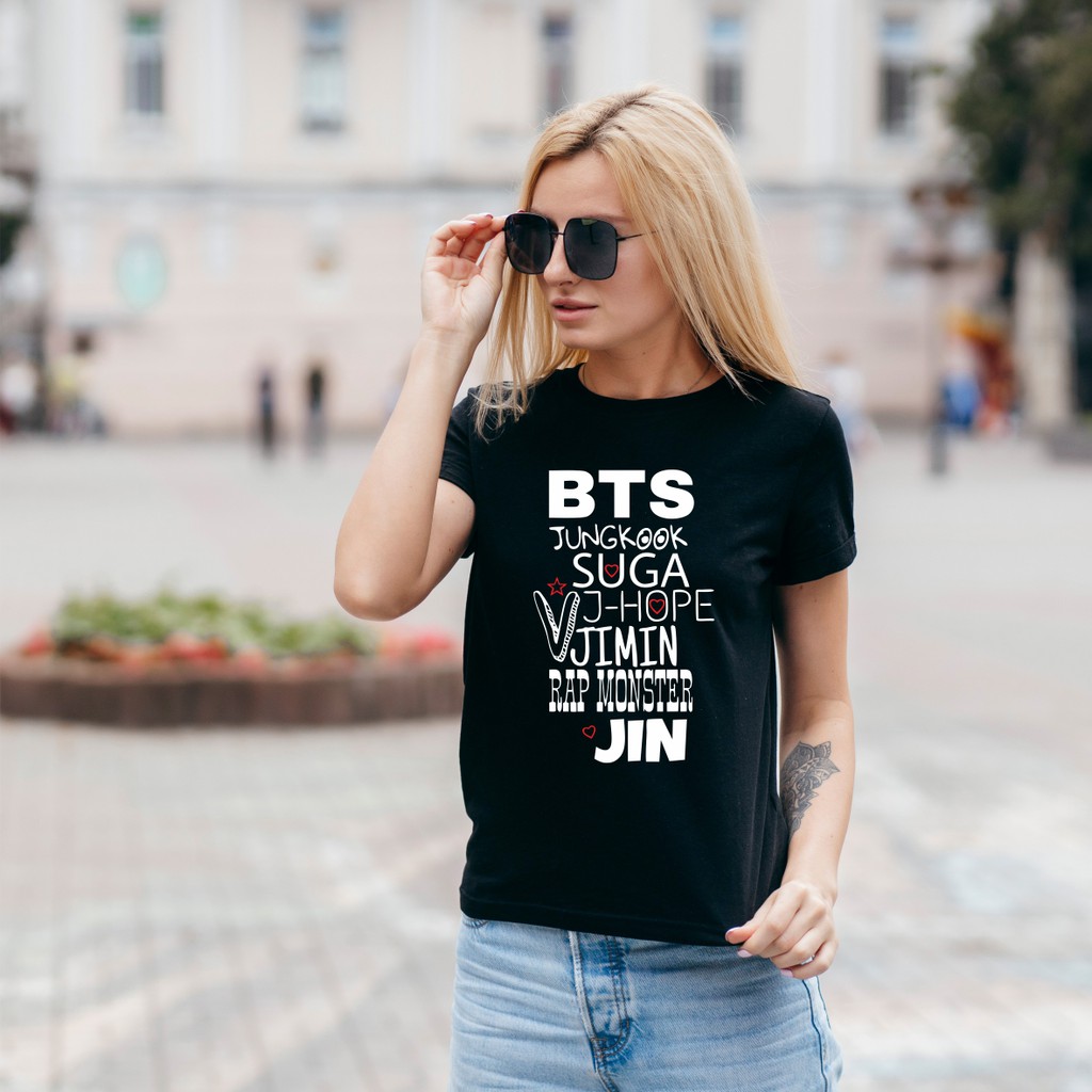 Combed 30s KPOP BTS เสื้อยืด ชื่อ - jungkook, suga, jhope, v, jimin, rap monster, jin