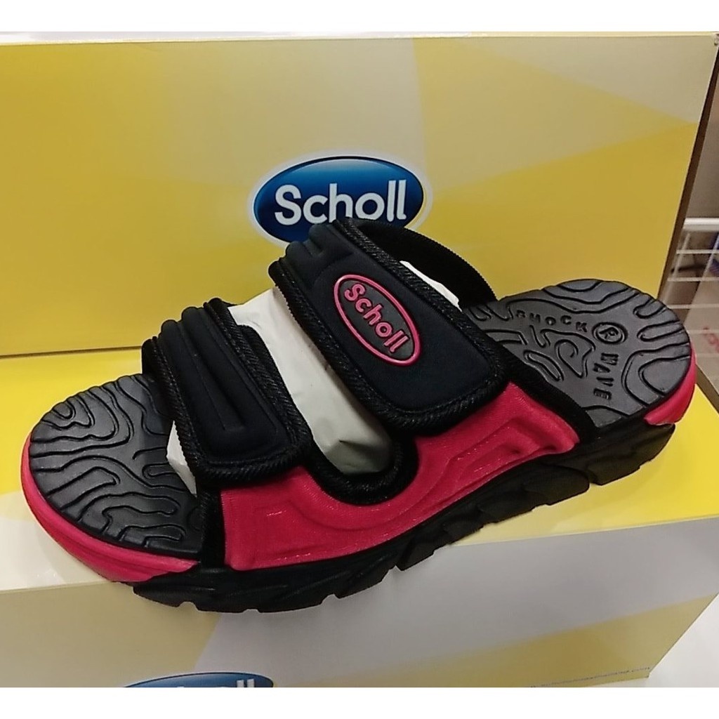 Scholl รองเท้าแตะแบบสวม รุ่น Cyclone สีดำ-แดง