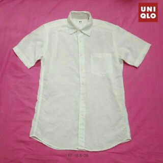 SALE 490฿ Uniqlo เสื้อเชิ้ตสีขาว ผ้าลินิน