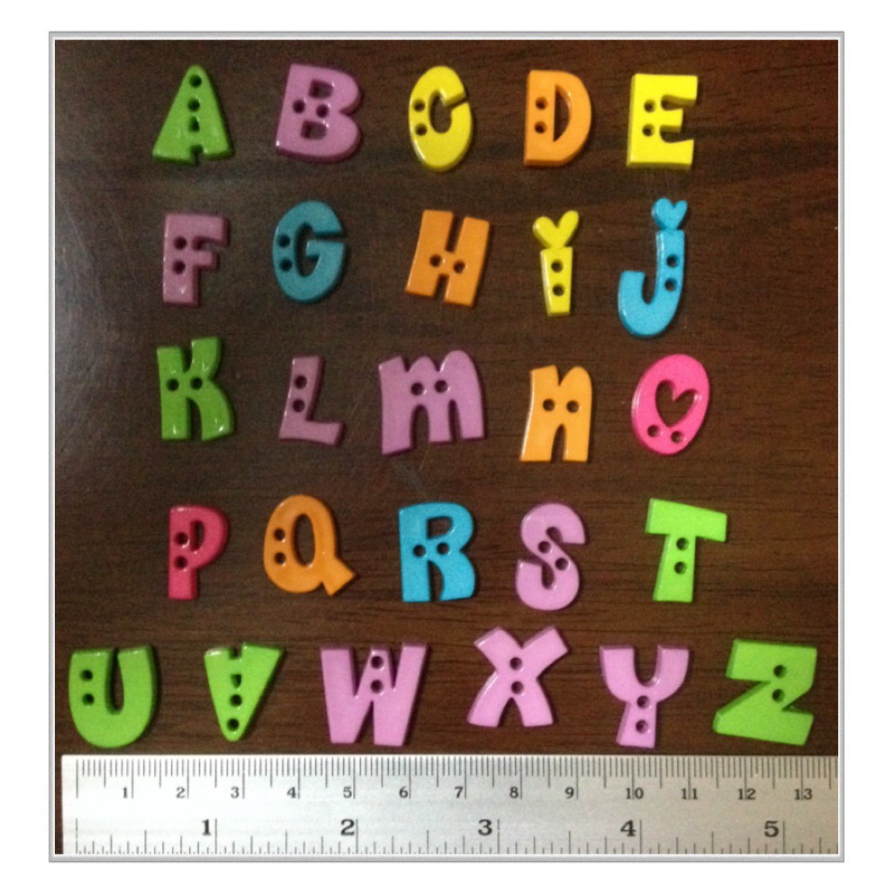 กระดุมพลาสติก A-Z (10ตัว)ตัวอักษรภาษาอังกฤษ DIY 1.7ซม. (เลือกตัวอักษรเดียว)