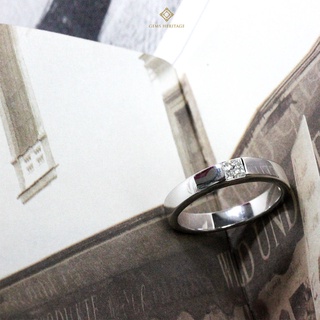 Gems Heritage แหวนแต่งงานผู้ชายฝังเพชร 30 ตังทรงสี่เหลี่ยม princess cut เรียบเท่ (RWG149) เพชรแท้น้ำ 98 เรือนทองคำ18K