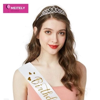 🔥ส่งด่วน🔥 ชุดมงกุฎเพชรและสายสะพาย ( 1 ชุด 2 ชิ้น ) birthday queen มงกุฎนางงาม สายสะพาย อุปกรณ์ตกแต่งวันเกิด