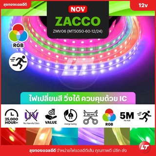 ไฟเส้น LED ZACCO WS2811 RGB 12v ไฟวิ่ง เปลี่ยนสีได้ IP67 [1IC/3ดวง]