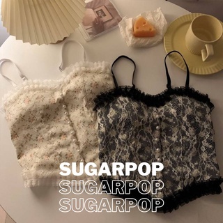 🍨🍭SugarPop🍬🍧 สายเดี่ยว มีฟองน้ำ สม็อคหลัง ระบาย ลูกไม้  น่ารัก (Ref #160)