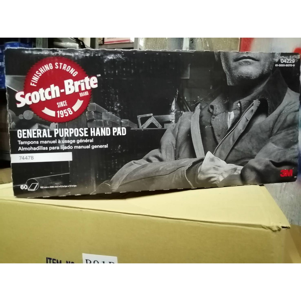 3M แผ่นใยขัด สก๊อตซ์ไบรต์ 3M 7447B สีแดง 6x9 นิ้ว Scotch-Brite เทียบเท่ากระดาษทรายเบอร์ 320-400 60แผ่น/กล่อง