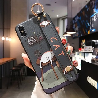 Cartoon Cat Vivo Y72 5G Y31 2021 Y12S Y20 V20 V20Pro Y50 Y30 Y19 V17 Pro S1 V15 เคสมือถือ Soft Case TPU Wristband เคสป้องกัน