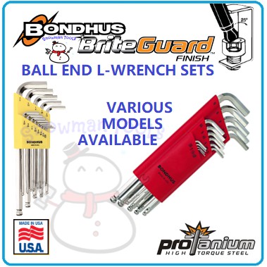 BALL END CHROME ALLEN KEY SET BRITEGUARD FINISH L WRENCH SET BONDHUS BRAND BALLPOINT HEX ALLEN KEY S