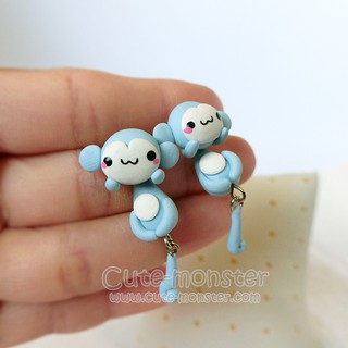 ต่างหู ลิงน้อย สีฟ้า Little Blue Monkey