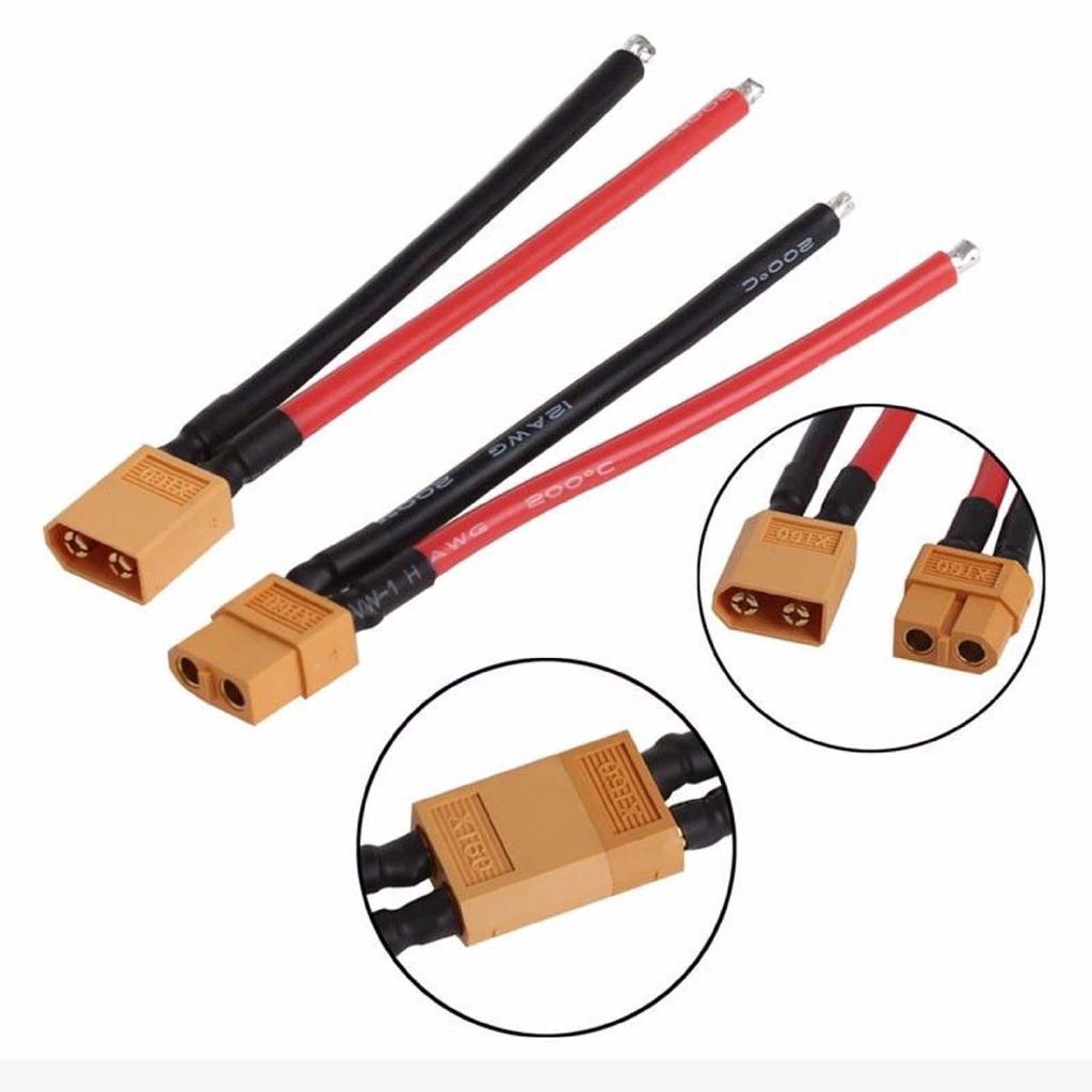 2pcs XT60 Male Female Connector Plug with 12AWG Silicon Cable Wire 10cm 100mm