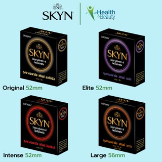 Lifestyle Skyn ถุงยางไลฟ์สไตล์สกินน์ ทำด้วยยางสังเคราะห์ โพลีไอโซพรีน Orignal 52 มม/Elite 52 มม/Intense 52 มม/Large 56 ม