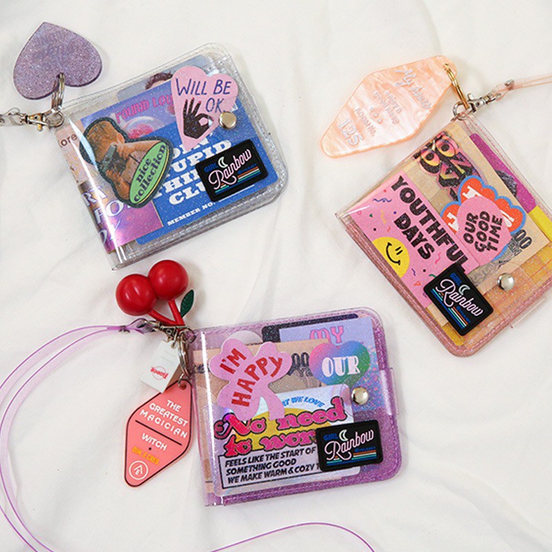 SIAMBAGSHOP(S1289) กระเป๋าสตางค์ใบสั้นใสน่ารักมีกริตเตอร์