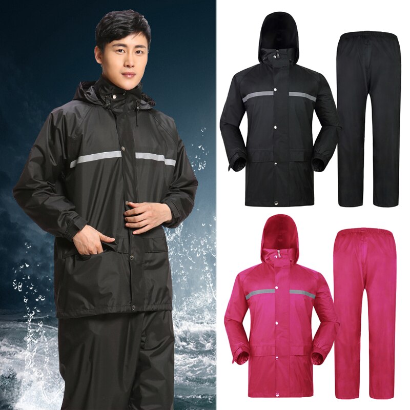 Rain Suit Jacket Pants Suit Raincoat Unisex Outdoor Waterproof Anti