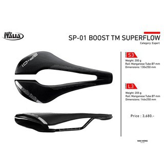 SELLE ITALIA อานนั่ง, SP01 BOOST TM SUPERFLOW, ขนาด L, สีดำ, (Road/MTB), L3