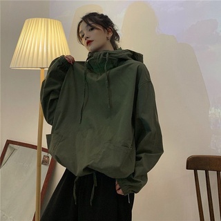 ชุดเบสบอลชุดเบสบอล Retro Military Green Spring และ Autumn Loose Lool Coat