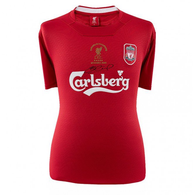 เสื้อ Liverpool Istanbul 2005 UCL Champions Limited Edition ลายเซ็น Steven Gerrard (เซ็นด้านหน้า)