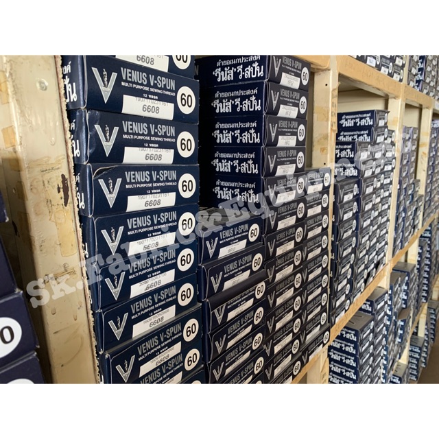 ด้ายวีนัส ด้ายเย็บผ้า วีสปัน VENUS V-SPUN ขายเป็นโหล คละสีได้ เลื่อนดูชาร์ตสีในรูป (ยกกล่อง)