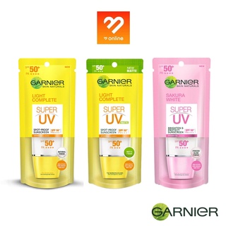 (หลอดใหญ่ 30 ml.) Garnier การ์นิเย่ ซูเปอร์ ยูวี ซากุระ super UV Sunscreen light complete sakura กันแดด ครีมกันแดด