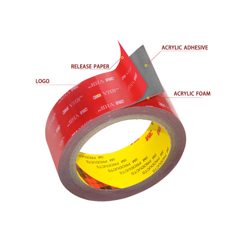3m VHB เทปกาวสองหน้า โฟมสองหน้า อุณหภูมิสูง สีเทา กว้าง 5-50 มม. สําหรับตกแต่งบ้าน รถยนต์ - รูปที่ 3