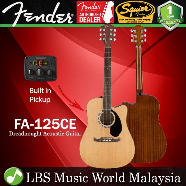 Fender FA-125CE กีตาร์ไฟฟ้าอะคูสติกที่น่ากลัวพร้อมปิ๊กอัพ (FA125 FA125CE)